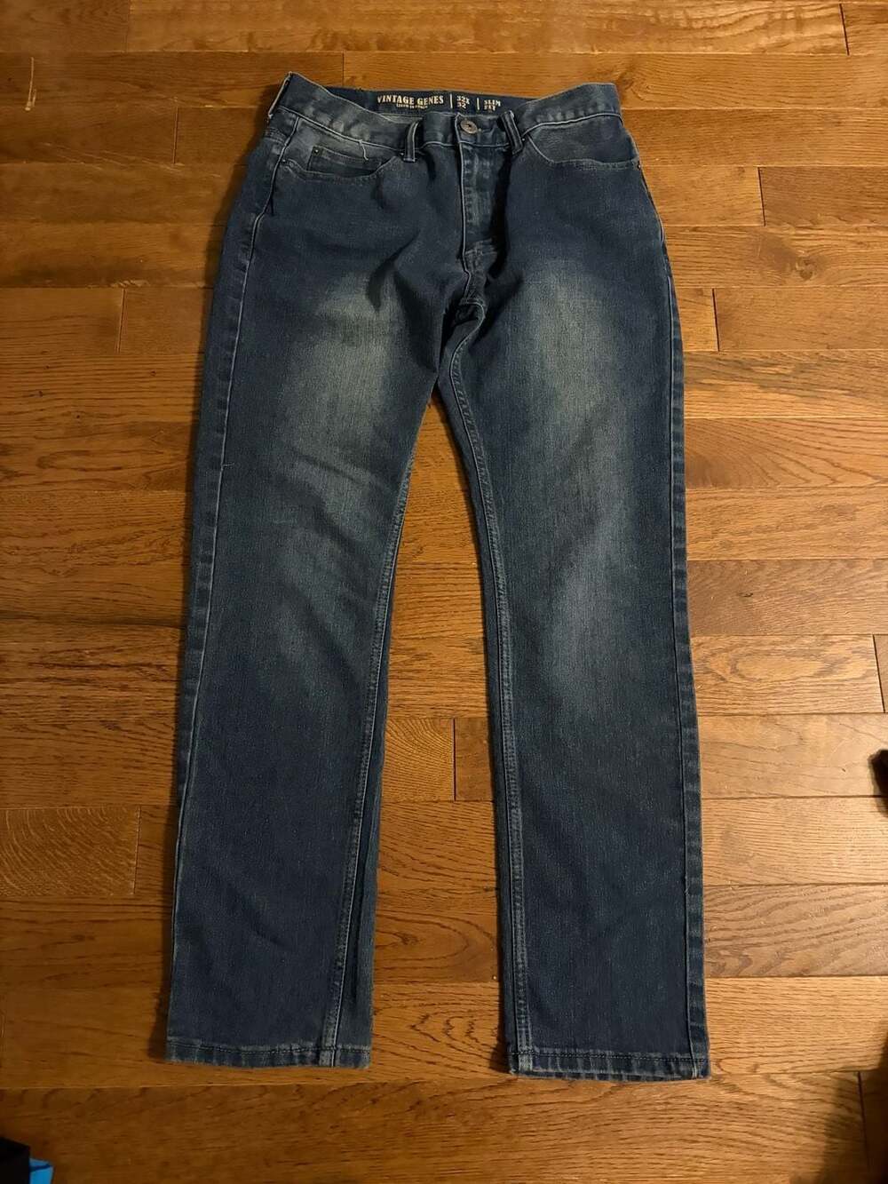 Vintage Genes Men's Slim Fit Blue Denim Jeans Size 32x32